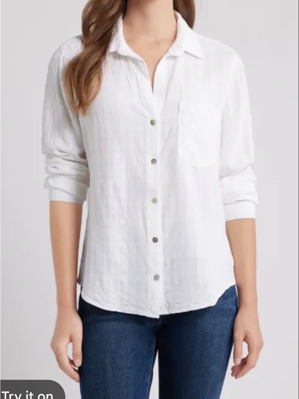 Magaschoni White Button-Front Cotton-Linen Shirt